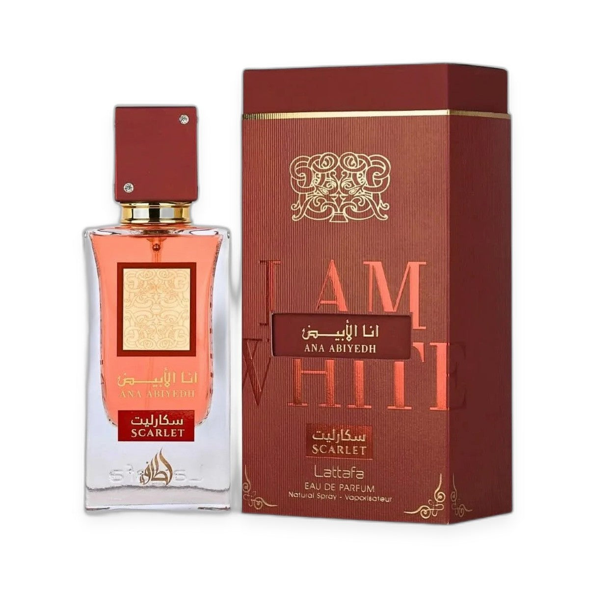 Lattafa Ana Abiyedh Scarlet Eau de Parfum 60ml on white background