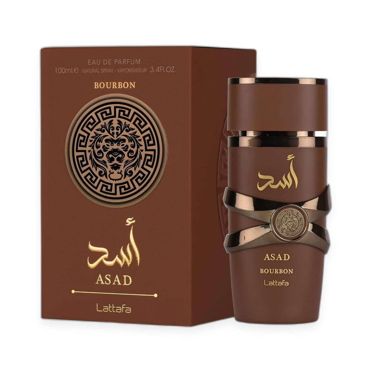 Lattafa Asad Bourbon Eau de Parfum 100ml on white background