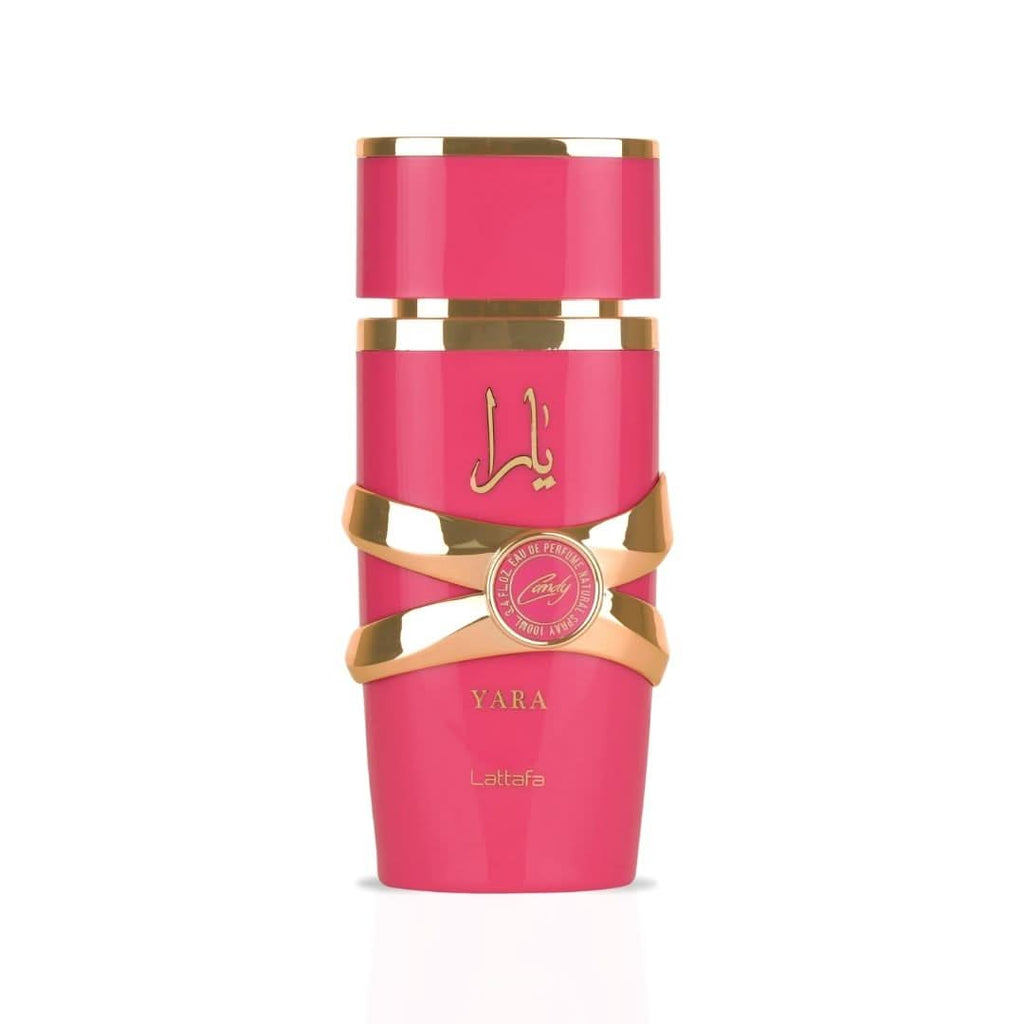 Lattafa Yara Candy perfume bottle and box