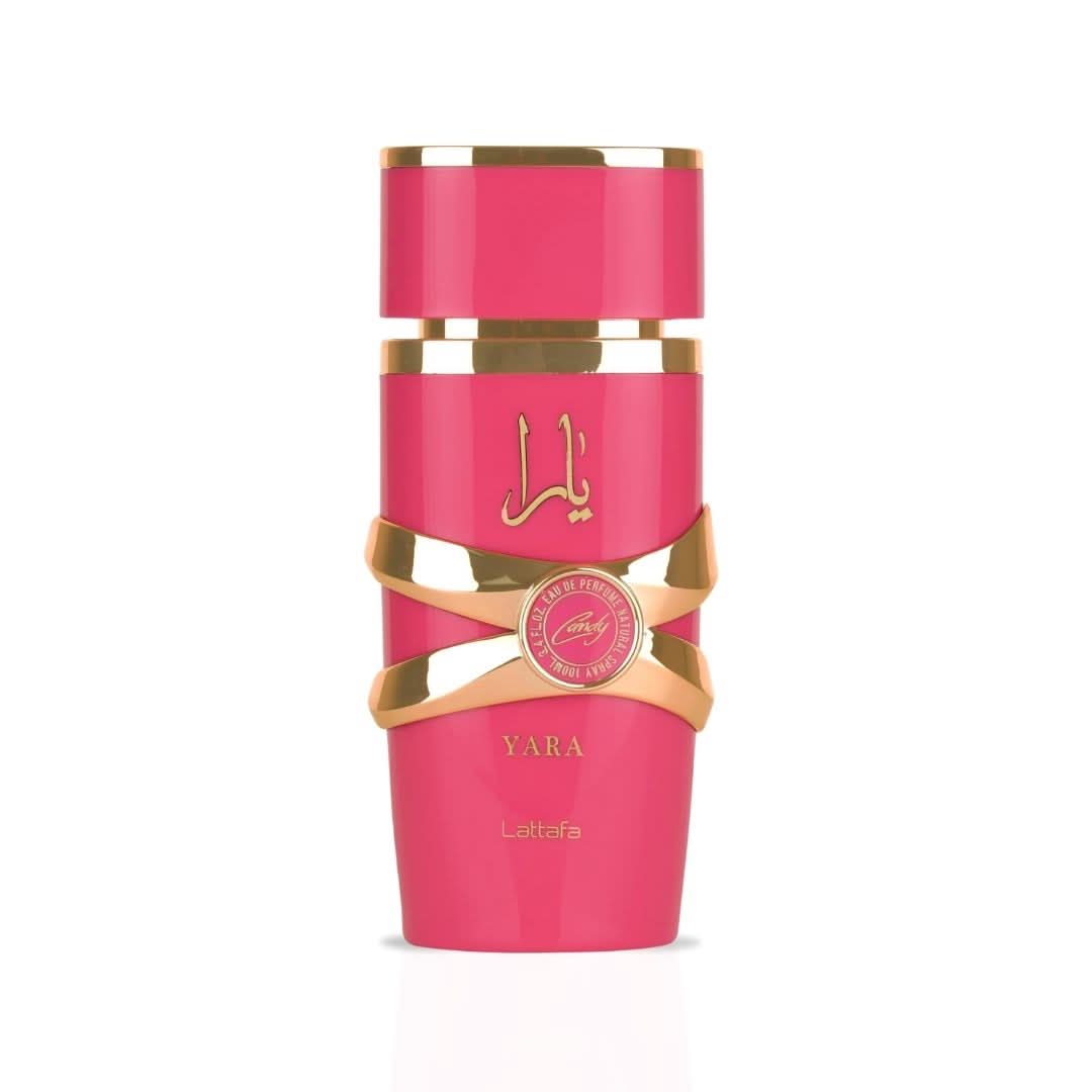Lattafa Yara Candy perfume bottle and box