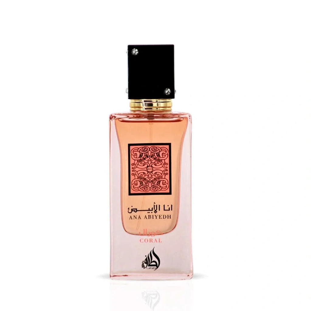 Ana Abiyedh Coral Lattafa perfume bottle