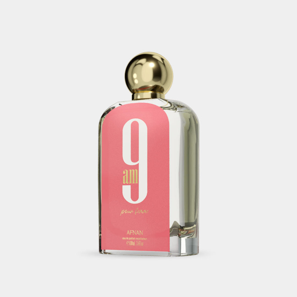 Afnan 9AM Pour Femme perfume bottle and box packaging