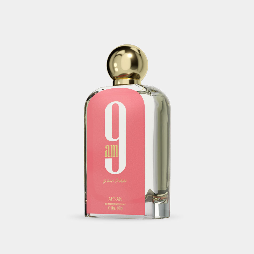 Afnan 9AM Pour Femme perfume bottle and box packaging