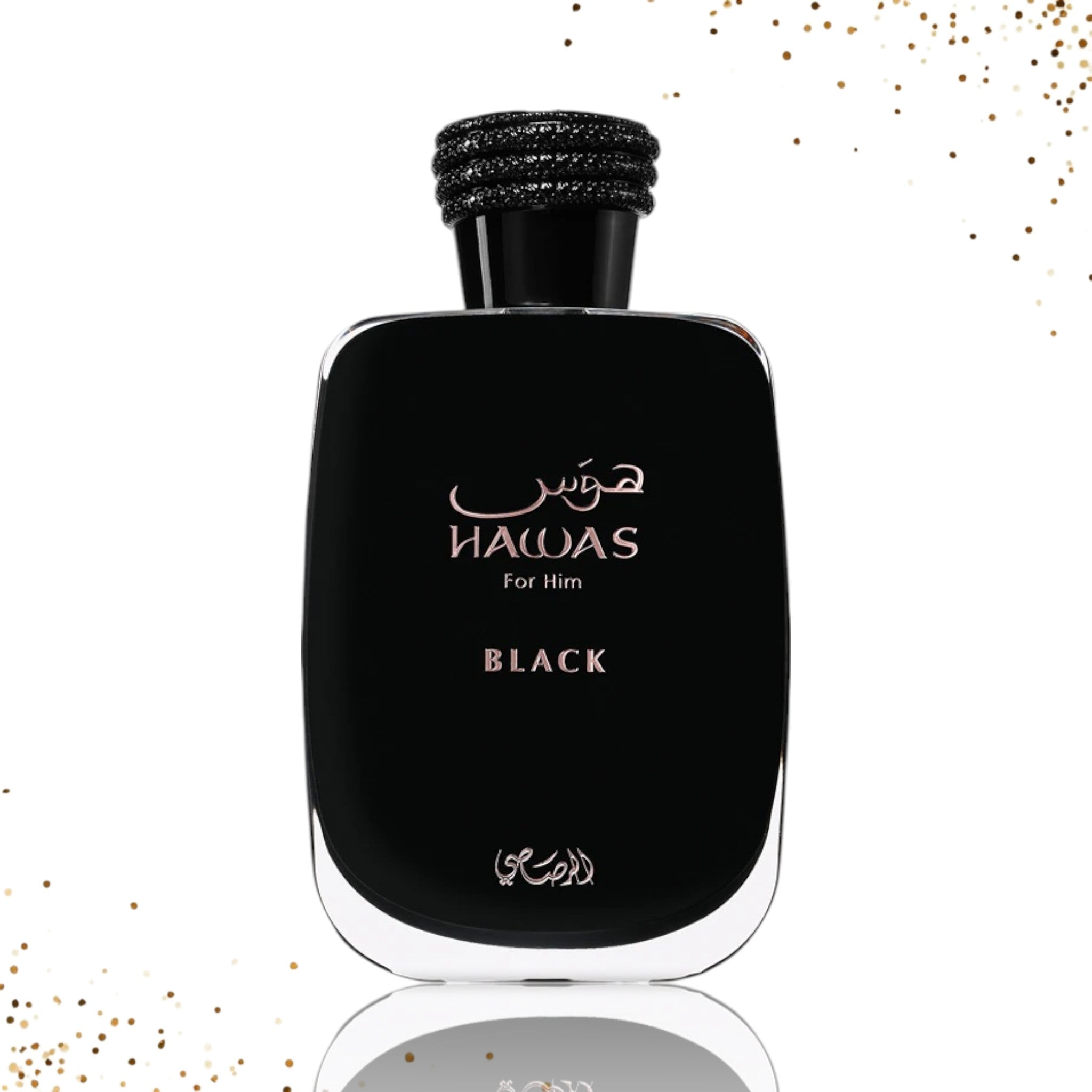 Hawas Black Rasasi perfume bottle and box