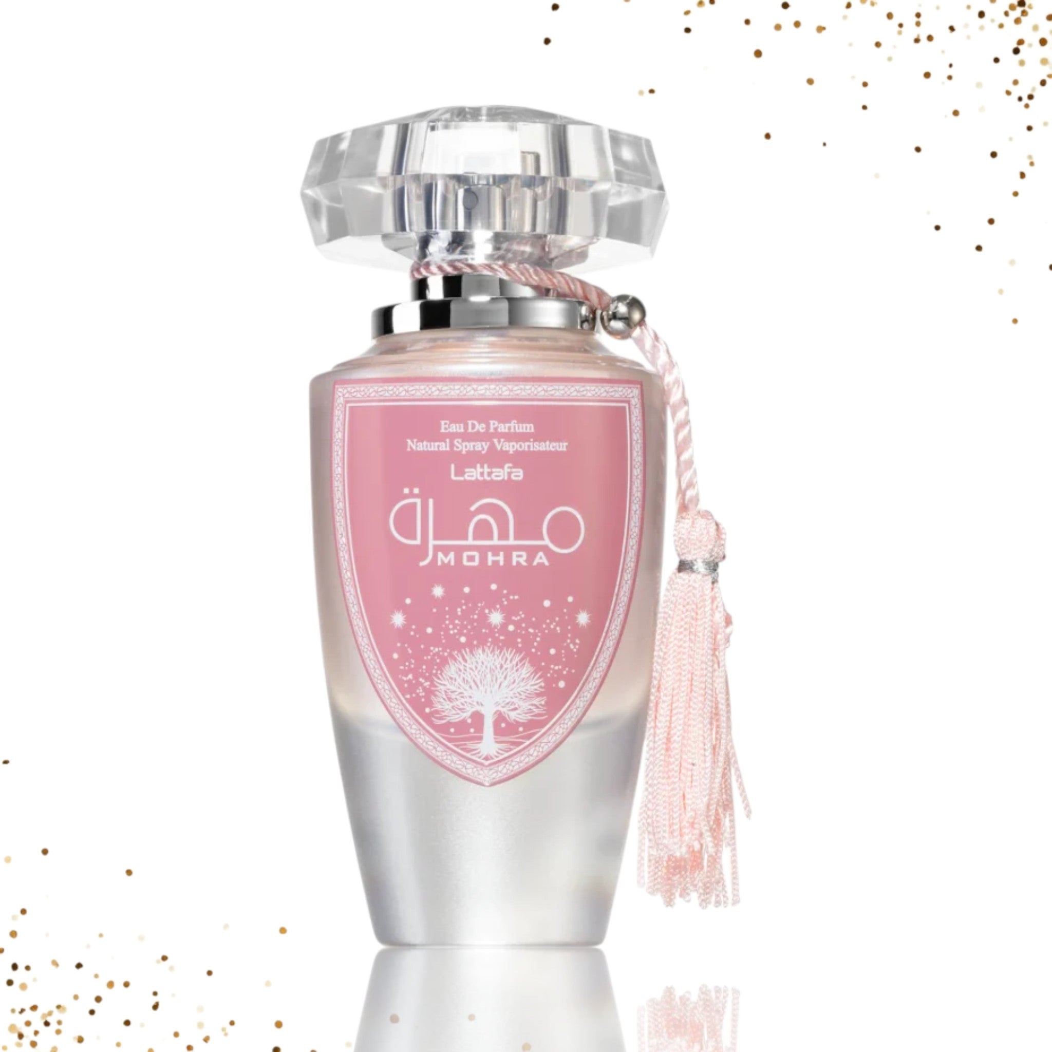 Lattafa Mohra Silky Rose perfume bottle and box