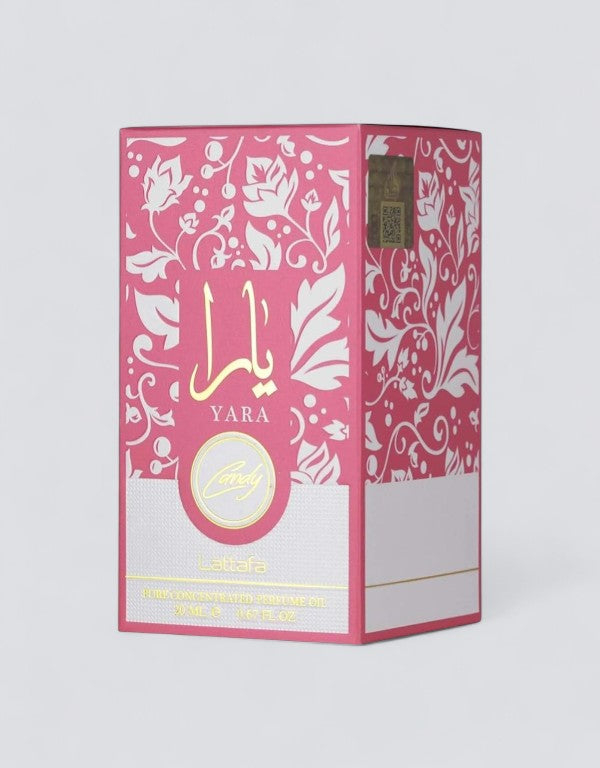 Lattafa Yara Candy perfume oil bottle